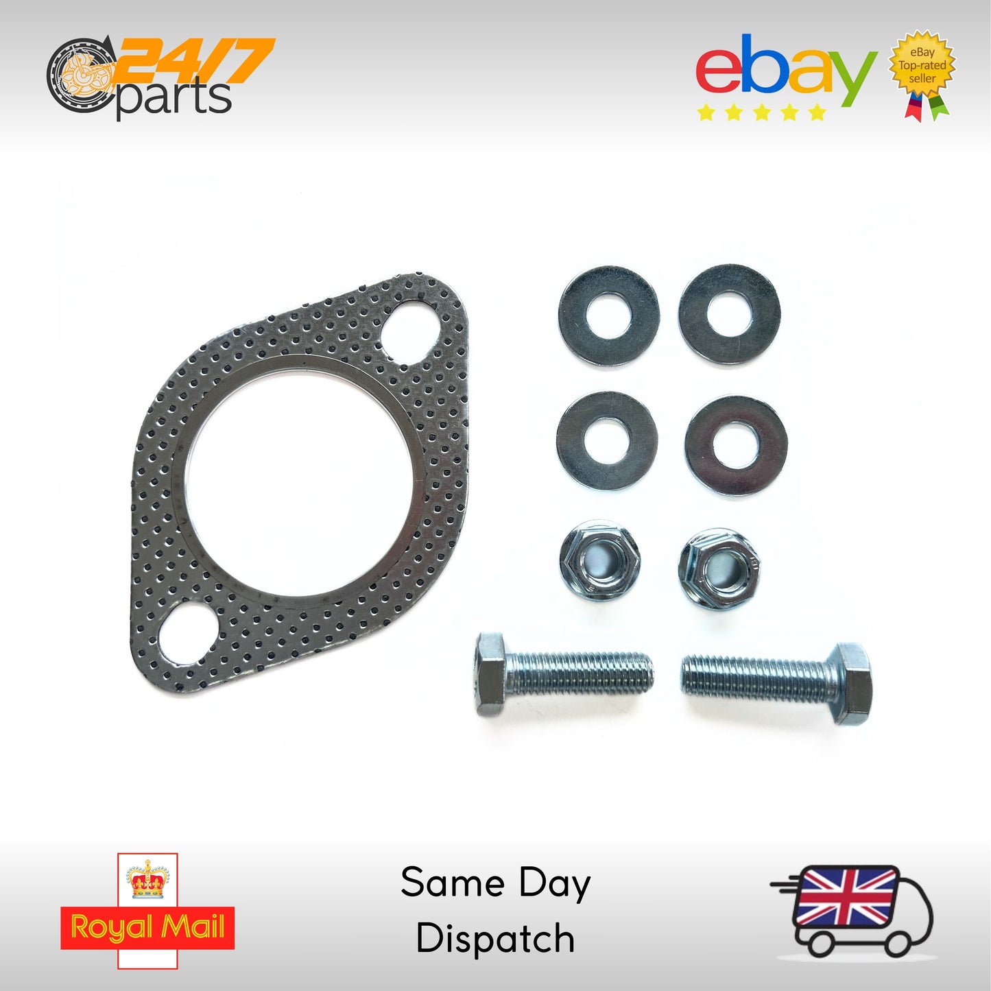 2.16" Inch 55mm Exhaust Flange Gasket & Bolt Kit Set