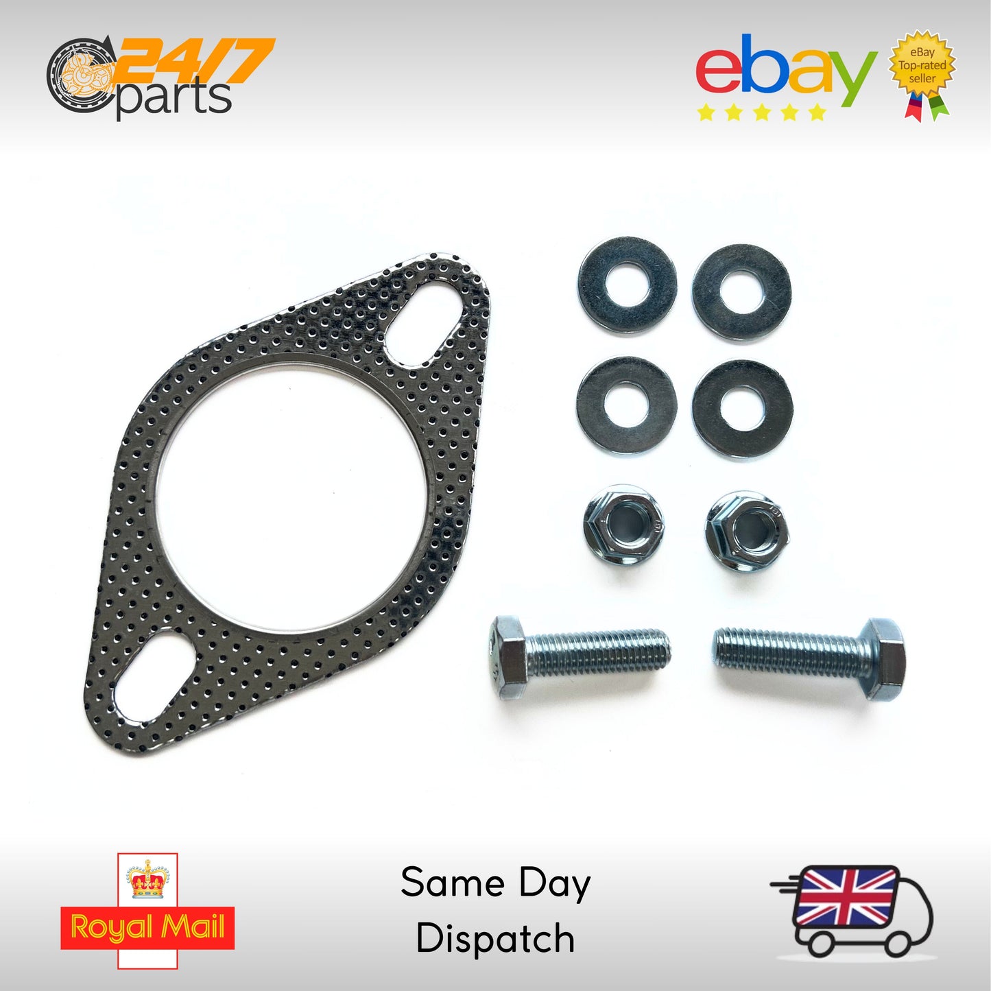 2.5" Inch 63mm Exhaust Flange Gasket & Bolt Kit Set