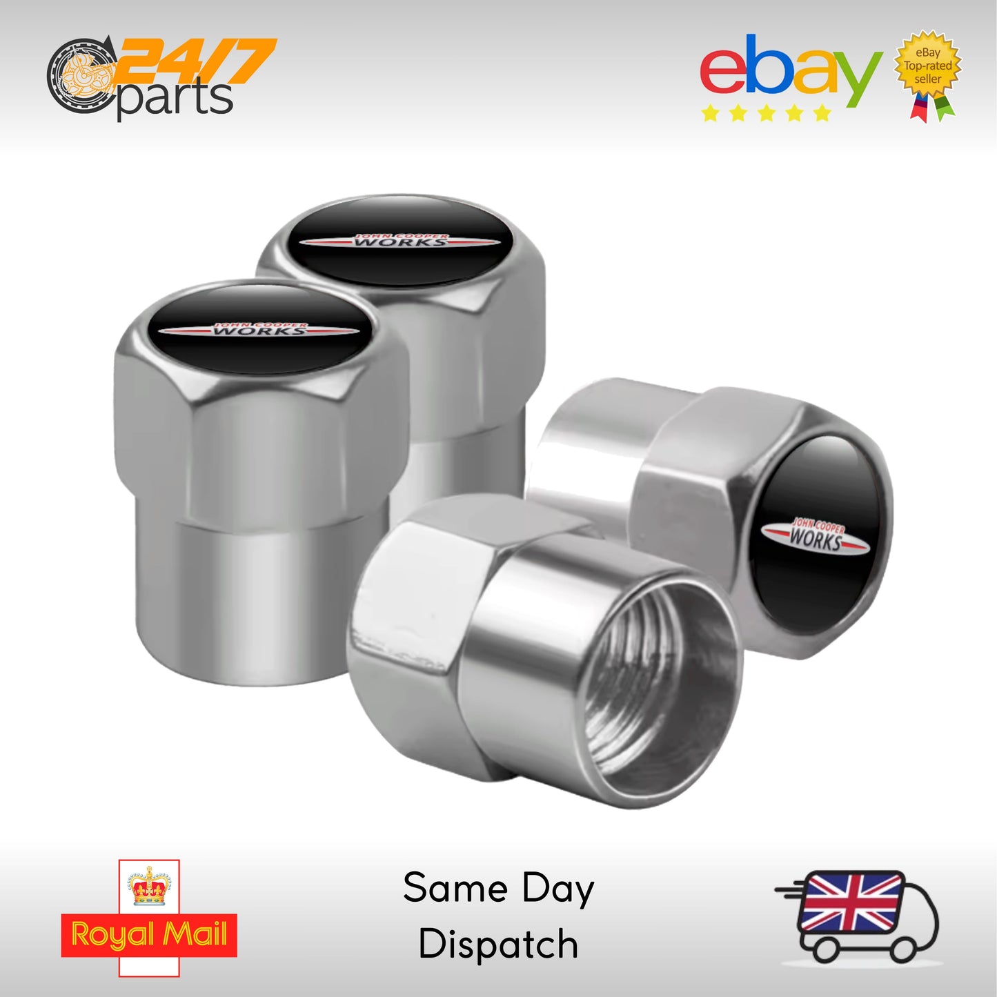 MINI JCW Valve Dust Caps Silver Metal John Cooper Works S One F54 F55 F56 F57 F60