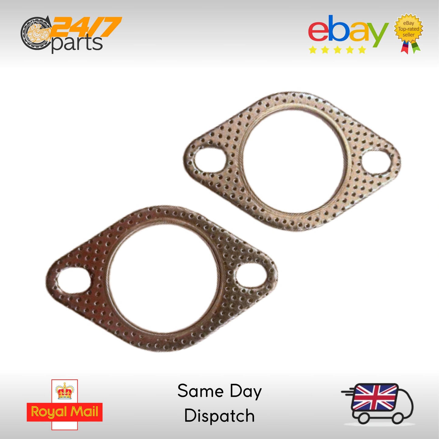 2 x 2.0" Inch 51mm Exhaust Gasket with Fire Ring | HIGH QUALITY | 2 Bolt Hole