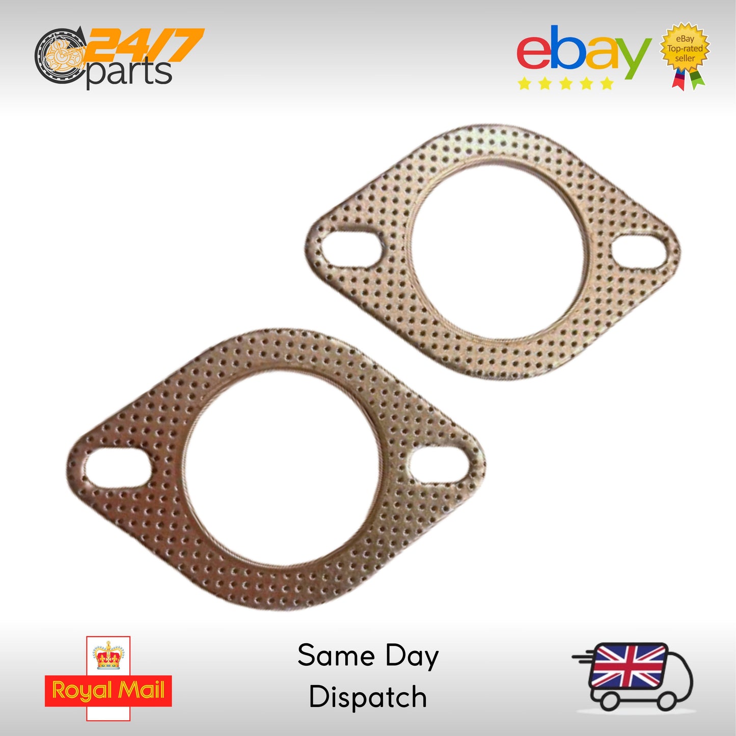 2 x 2.16" Inch 55mm Exhaust Gasket with Fire Ring | HIGH QUALITY | 2 Bolt Hole