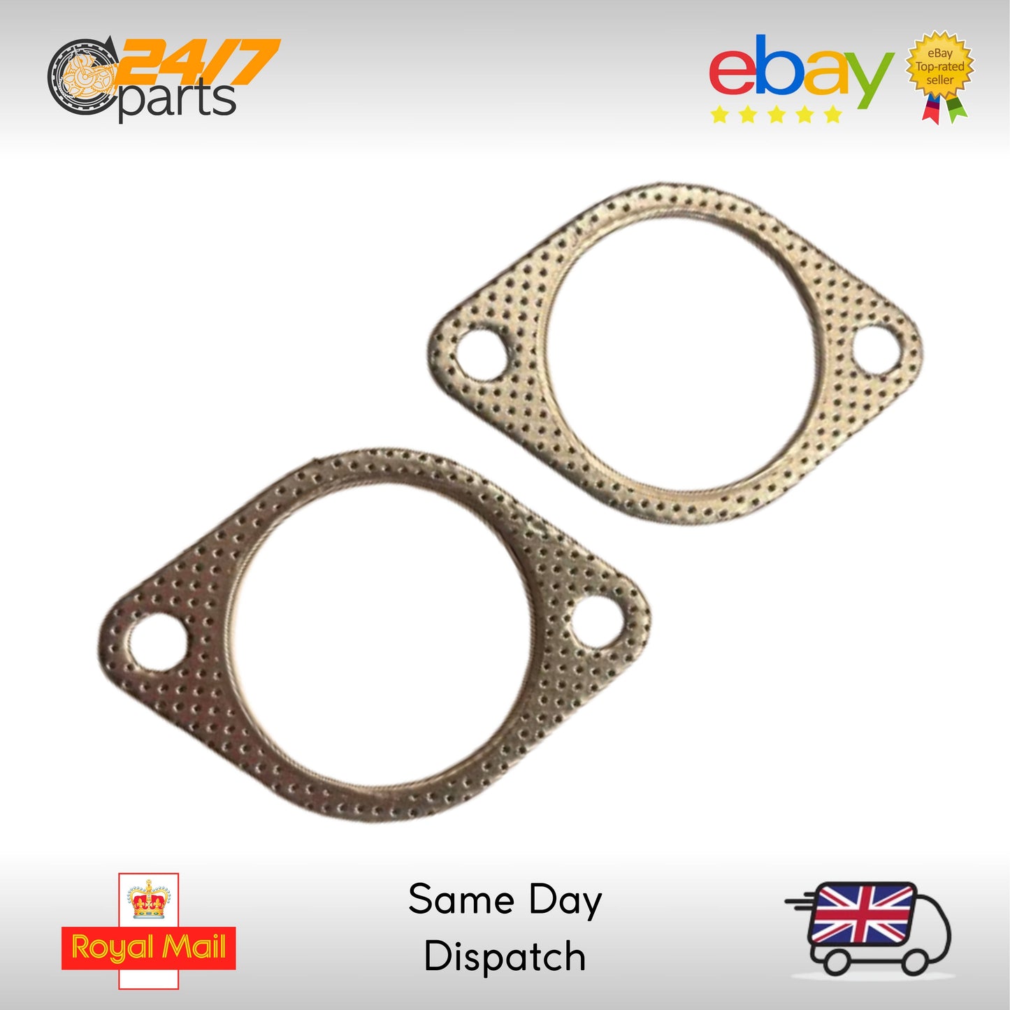 2 x 2.75" Inch 70mm Exhaust Gasket with Fire Ring | HIGH QUALITY | 2 Bolt Hole