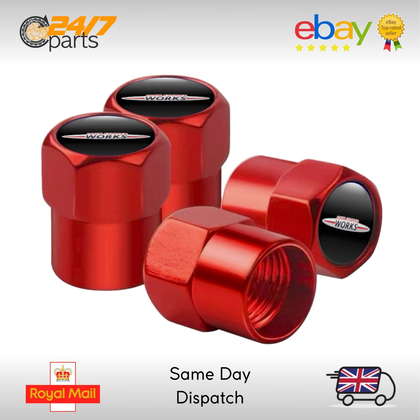 MINI JCW Valve Dust Caps Red Metal John Cooper Works S One R57 R58 R59 R60 R61