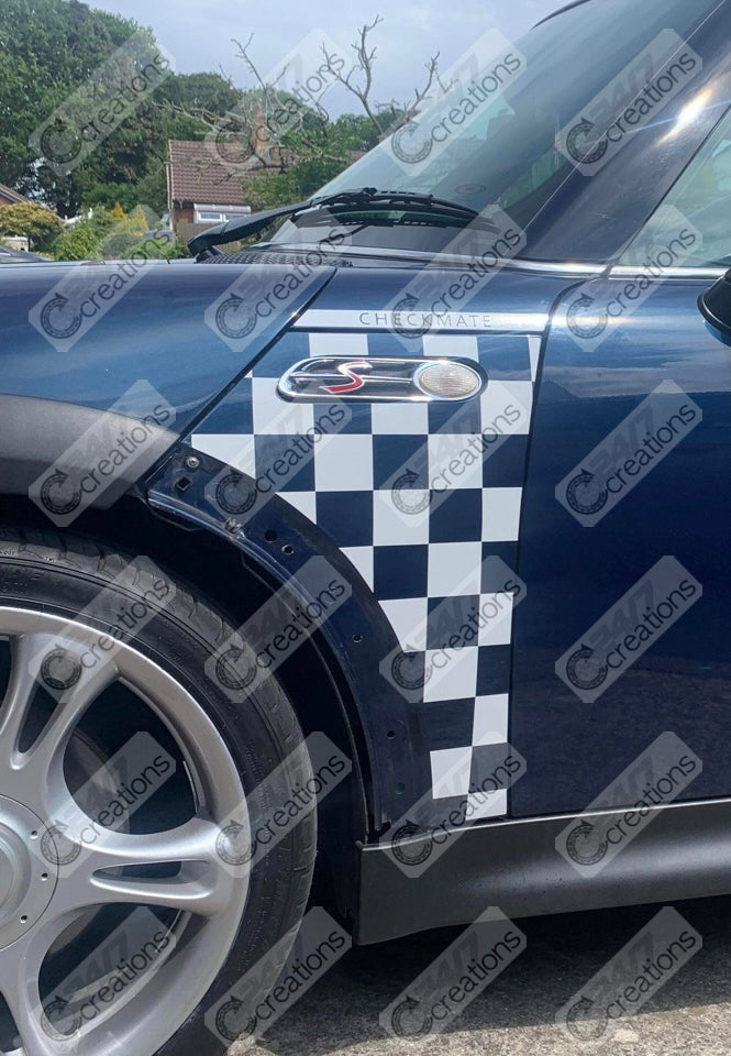 Zen Graphics - Mini R53 Cooper S Checkmate replacement Scuttle Decals Zen Graphics - Mini R53 Cooper S Checkmate replacement Scuttle Decals