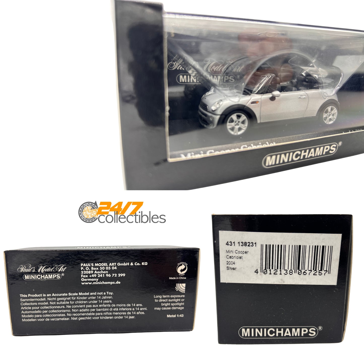 Minichamps 1/43 Scale 2004 Mini Cooper Cabriolet R52 Pure Silver