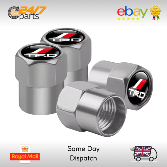 Valve Stem Dust Caps | Silver Metal | fits Toyota TRD Rav4 Land Cruiser Hilux