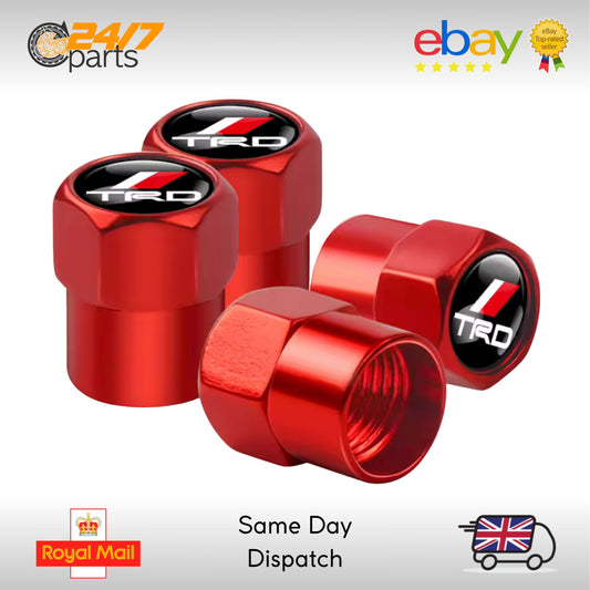 Valve Stem Dust Caps | Red Metal | fits Toyota TRD Rav4 Land Cruiser Hilux