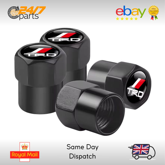 Valve Stem Dust Caps | Black Metal | fits Toyota TRD Rav4 Land Cruiser Hilux