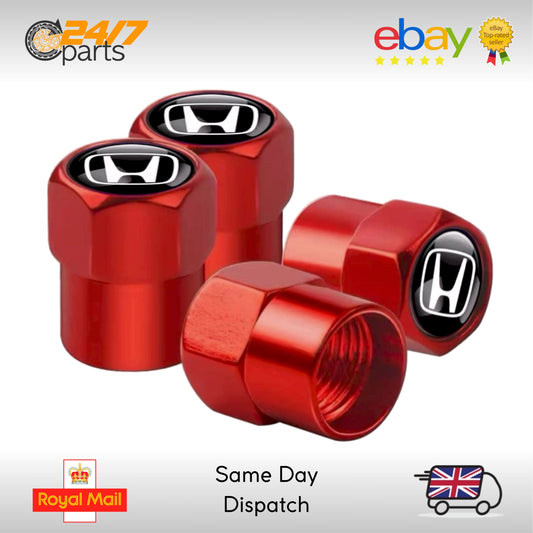 Valve Stem Dust Caps | Red Metal | fits Honda Civic Jazz Accord S2000
