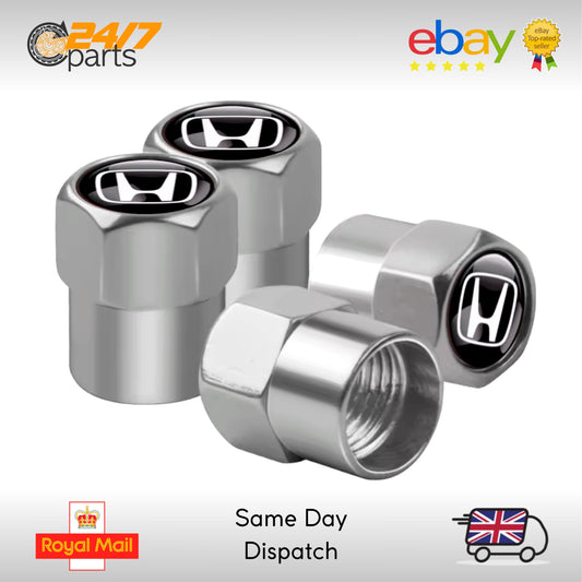 Valve Stem Dust Caps | Silver Metal | fits Honda Civic Jazz Accord S2000