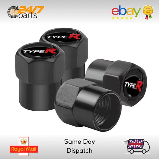 Valve Stem Dust Caps | Black Metal | fits Honda Type R Civic Accord Integra