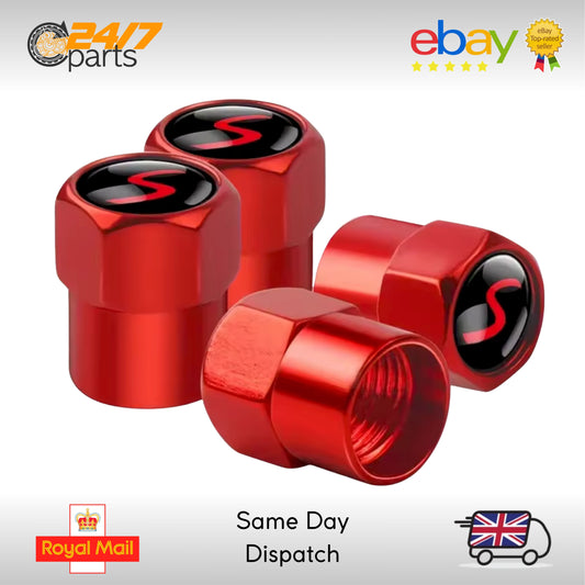 MINI S Valve Dust Caps Red Metal John Cooper Works JCW One R57 R58 R59 R60 R61