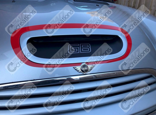 Mini Cooper GP Style Bonnet Scoop Surround Decal R52 R53 JCW S Works