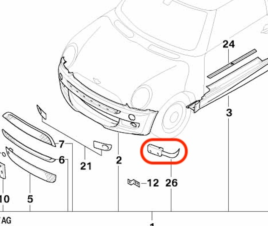 Mini Cooper Aero Front Bumper Brackets R50 R52 R53 S JCW Works - 51110397175